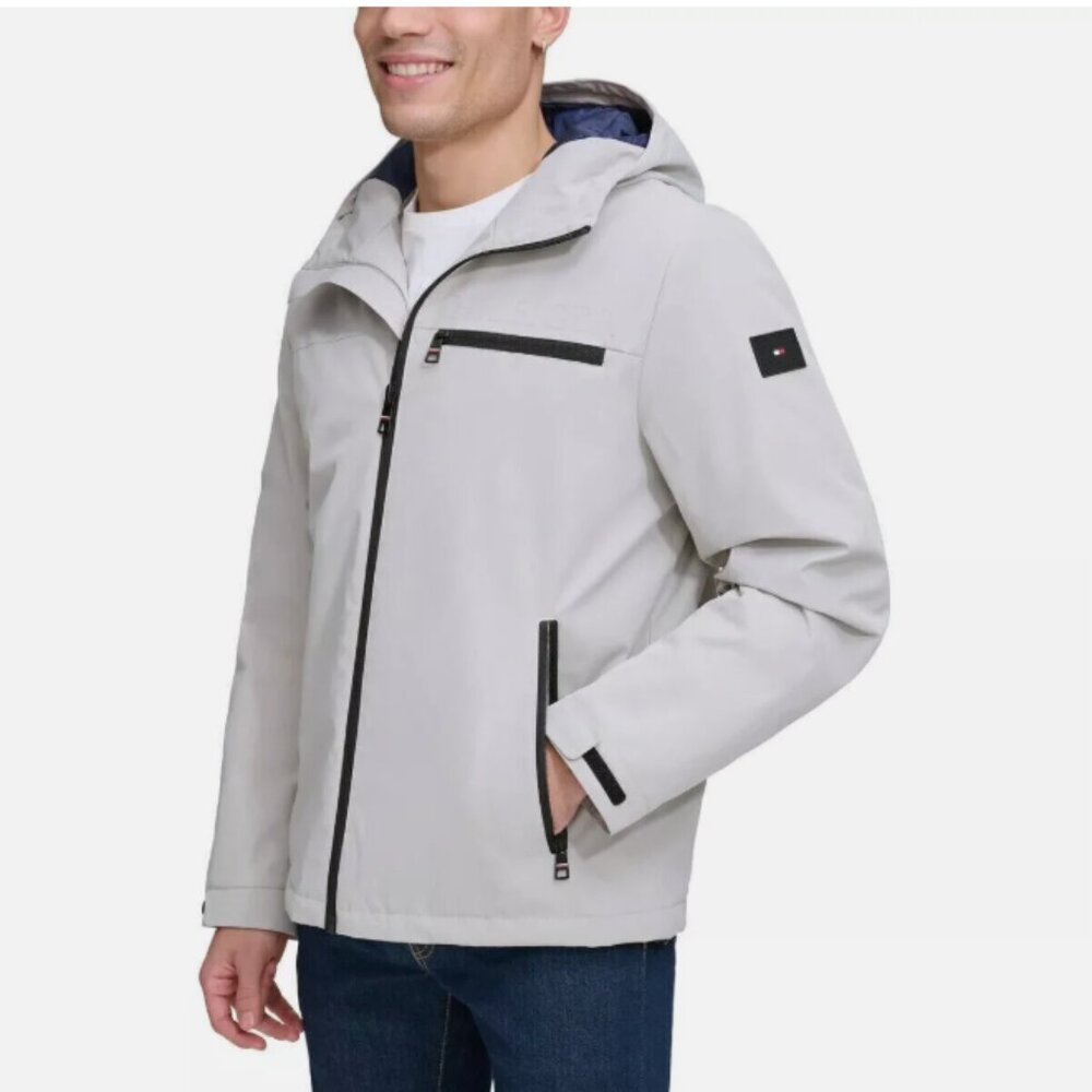 Tommy Hilfiger Men's Performance Hooded Jacket, Gray, Size: XL